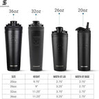 Ice Shaker Stainless Steel Shaker Bottle | 26oz, Blue Bomber | Stays Cold for 30+ Hours | Insulated Cup with Twist-on Agitator | Odor-Free Shaker Cup for Protein Shakes, Water, Smoothies, Cocktails
