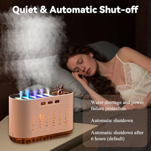 5 Nozzle Cool Mist Humidifier, Music-Sensing Humidifier Diffuser with 20 Color LED Light, 700ML Essential Oil Diffuse, Auto Shut-Off, Aroma Diffusers Humidifiers for Bedroom Home Office (White)