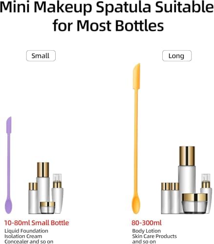 Mini Spatula Silicone Spatula Set - 2pcs Small Makeup Scrapers for Cosmetics, Reusable Beauty Tiny Tools, Thin Jar Scraper, Get the Last of the Makeup Out of the Bottle(Yellow and Purple)