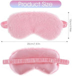 2 Pcs Plush Fluffy Eye Mask Soft Sleeping Blindfold Eye Cover Comfortable Furry Faux Fur Sleeping Mask Satin Nap Night Eyeshade Cover for Women Men Gift (White, Pink)