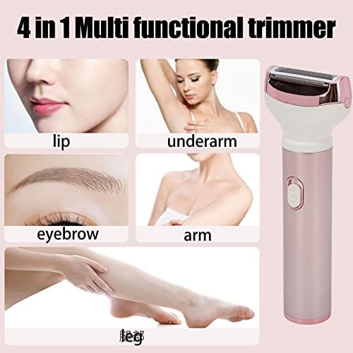 4 in 1 Hair Trimmer, Women Multi Functional Trimmer, Portable Painless Cordless Electric Hair Trimmer, Rechargeable Ladies Epilator for Eyebrow Beard Nose Body Hair