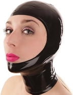 ABWL Black Latex Masks Hooded,Handmade Rubber Hood with and Back Zipper Full Face Opening for Novelty Latex Club Wear