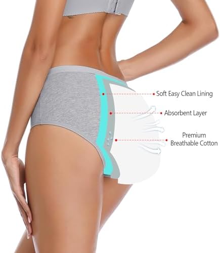 JojoQueen Period Underwear for Women Menstrual Panties Cotton Postpartum Easy Clean Teens Brief