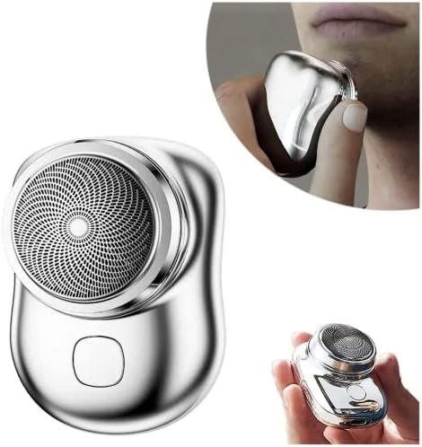 2023 New Electric Razor for Men,Mini-Shave Portable Electric Shaver, USB Rechargeable Shaver, Easy One-Button Use Suitable for Home, Car, Travel (Silver)