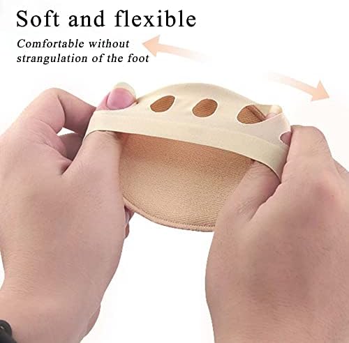 Honeycomb Fabric Forefoot Pads Breathable Soft Ball of Foot Cushion Pads, Invisible Women's Half Liner Socks Mat for Flats High Heels (5Pairs(Beige))