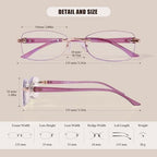Rimless Reading Glasses for Women, Rectangle Blue Light Blocking Readers With Tinted Edge