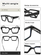 Pro Acme Oversized Square Blue Light Glasses for Men Women Fashion Rectangular Big Thick Frame UV400 Fake Eyewear