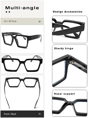 Pro Acme Oversized Square Blue Light Glasses for Men Women Fashion Rectangular Big Thick Frame UV400 Fake Eyewear
