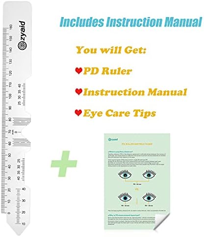 Ezyaid PD Ruler with Instruction Manual - Pupillary Distance Ruler for Pupil Distance Measuring, PD Measurement Tool for Prescription Eyeglasses, Include Eye Care Tips