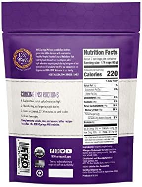 1000 Springs Mill - Organic Purple Barley | Used for Cereals, Salads, Whole Wheat Bread, Fresh Barley Flour, Sprouting Seeds, and more | Bulk Dried Grain | Resealable Bag | 16oz (Pack of 1)