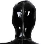 Black Latex Hood Open Eyes Mouth Nose Back Zipper Beautiful Tight Rubber Mask Club Party Wear