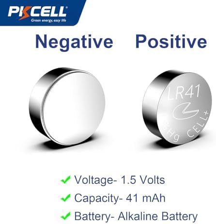 PKCELL AG3 1.5V Battery LR41 392 384 192 Button Alkaline Cell for Digital Thermometer- 5Count