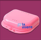 LA MIERE Retainer Case with Lanyard Slim Cute Retainer Holder Dental Thin Container Braces Case, Pink