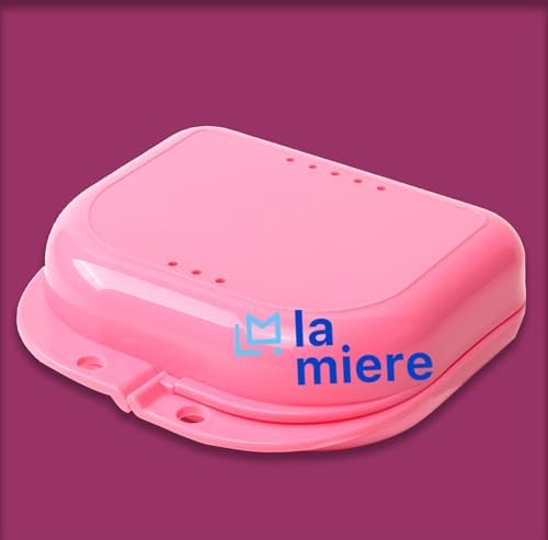 LA MIERE Retainer Case with Lanyard Slim Cute Retainer Holder Dental Thin Container Braces Case, Pink