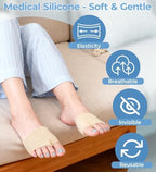MasterMo Metatarsal Pads for Men and Women - Ball of Foot Pain Relief Cushions for Sesamoiditis, Metatarsalgia, Morton's Neuroma - 2 Pairs Fabric Sleeves with Gel Inserts (Beige, M)