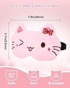 Miss Adola Sleep Mask for Kids - Cute Cartoon Plush Fuffy Sleeping Eye Cover Cat Kawaii Soft Eyeshade with Adjustable Strap Animal Eye Blindfold for Kids Girls Boys Teens