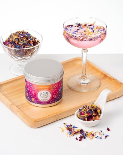 Sweet Spell Mixed Edible Flowers – Dried Rose, Cornflower & Calendula Petals – Flower Sprinkles for Cake Decorating, Cocktails, Drinks & Desserts