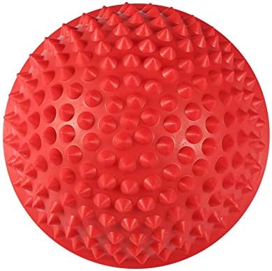 5 Colors Half Round PVC Massage Ball Body Rolling Pods Spiky Balance & Dome Yoga Balls Fitness Exercise Gym Massager(red)