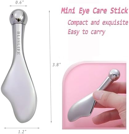 Mini Eye Care Stick, Facial Roller to Eliminate Eye Puffiness, Lighten Wrinkles, Gua Sha Beauty Skin Care Tool, On-The-go Facial Care Massager for Women (Zinc Alloy)