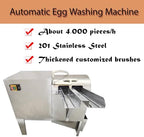 110V Automatic Egg Surface Washer Dual Row Cleaning Machine for Chicken Duck Goose Eggs, 201 Stainless Steel Shell Nylon Brush for Commerical, 4000 Eggs/Hour 500W