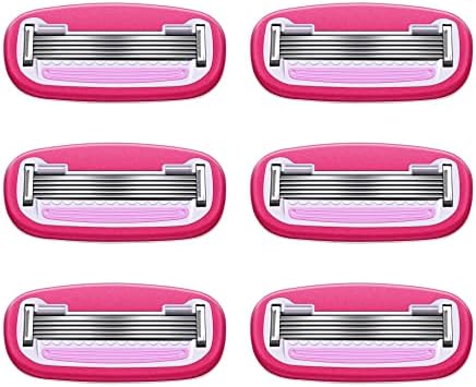 Amazon Basics Women's 5-Blade Razor Refills for Smooth Close Comfortable Shave, Moisturizing, Fits Venus Handles, 6 Cartridges