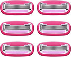 Amazon Basics Women's 5-Blade Razor Refills for Smooth Close Comfortable Shave, Moisturizing, Fits Venus Handles, 6 Cartridges