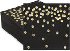 80 Pack of White Paper Cocktail Napkins with Gold Foil Polka Dot Confetti，Polka Dot Party Supplies(5 x 5 in，3-ply) (Black)