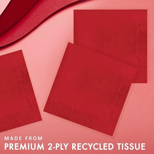 Creative Converting Touch of Color 2-Ply Paper Lunch Napkins, 50-Count, Classic Red