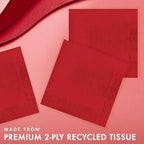 Creative Converting Touch of Color 2-Ply Paper Lunch Napkins, 50-Count, Classic Red