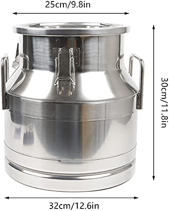 12L 3.16 Gallon Milk Can Stainless Steel Milk Bucket Wine Pail Bucket Versatile Milk Can Wine Bucket Liquid Storage Milk Transport Can Tote Jug with Sealed Lid Heavy Duty and Carry Handle