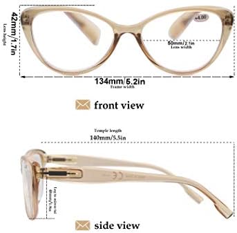 Reading Glasses Women Lightweight Stylish Readers Cute Cheaters Glasses w/Spring Hinges Eyeglasses for Reading 4 Pack