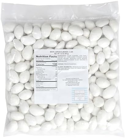 White Jordan Almonds, 2 Pound Jordan Almonds Bulk Bag, White Candy, Wedding Candy Favors, Events & Holidays