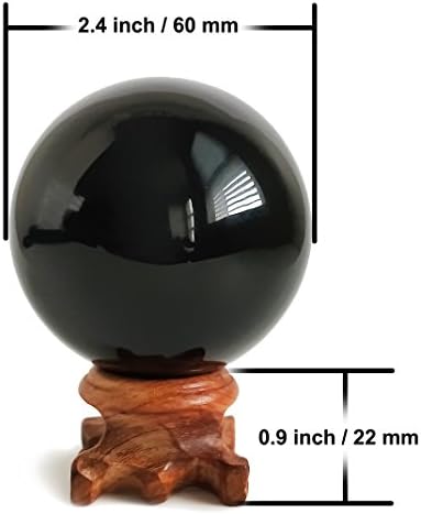 Mina Heal Natural Obsidian Crystal Ball for Meditation, Divination, Feng Shui, and Healing – Black Obsidian Sphere with Stand