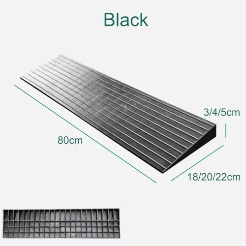 Sweeping Robot Threshold Ramp, 1.2" 2" Rise Wheelchair Ramp Doorway, Non-Slip Indoor Entry Ramp, Rubber Ramp for Car Scooter Home Steps ﻿(Black,2in Rise/80 * 22 * 5cm)