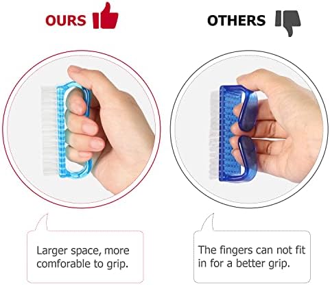 Handle Grip Nail Brush, Hand Fingernail Brush Cleaner Scrubbing Kit Pedicure for Toes and Nails Men Women (4 Pack)