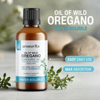 Water Soluble Wild Oregano Oil Organic Liquid Drops - Oregano Oil for Healthy Gums and Sore Throats, Digestive and Immune Support, Respiratory Health