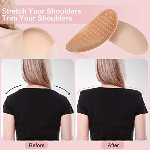 WILLBOND 4 Pairs Women Shoulder Pads Push up Soft Adhesive Silicone Anti Slip Enhancer Shoulder Pads for Women Clothing(Flesh Color, Transparent Flesh Color)