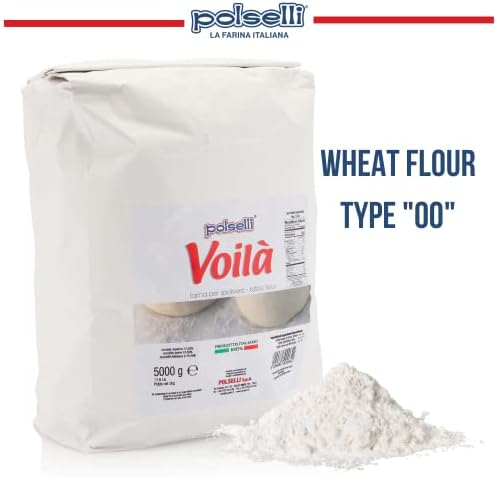 Voila, Table and Dusting Flour, Soft Wheat, Pizza, Baking, Pasta, Italy, Spolvero, All Natural, Non GMO, Not Bleached(5 kg) 11 lbs Polselli