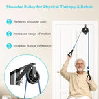 Shoulder Pulley for Physical Therapy & Rehab, Over The Door Pulley System with Metal Bracket, Over Door Exercise Pulley for Injury Rehab Recovery Stretching