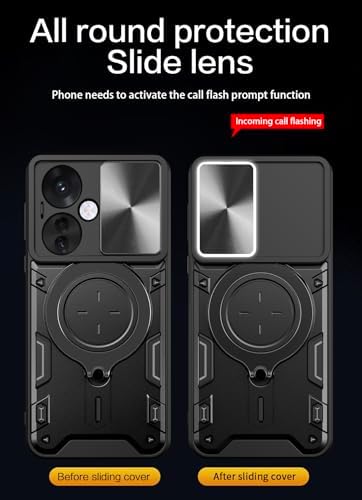 Compatible with Oppo F25 Pro 5G Case,Compatible with Oppo Reno 11F 5G Case,with Slide Camera Lens Cover Compatible with Oppo Reno11 F 5G CPH2603 Case Black