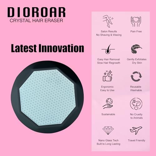 Crystal Hair Removal for Women and Men,Painless Crystal Hair Remover Device,Upgraded Nano Glass Hair Eraser Stone,Reusable Epilator for Silky Skin (Black)