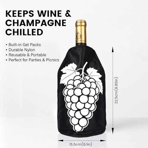 Insulated Wine Bottle Chiller Sleeve, Portable Wine Cooler for Temperature Control (White Grape)