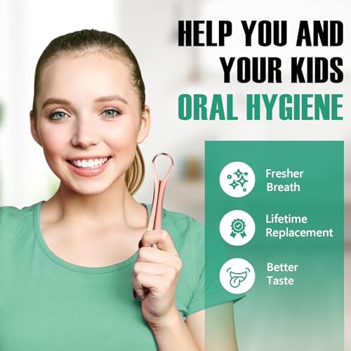 RONAVO Tongue Scraper Cleaner for Adults and Kids, Oral Hygiene, Oral Health, Improve Taste, No Smell, No Rust, 2 Colors (4 Pack)
