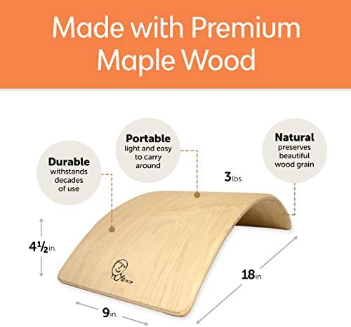 HSP Upper Back Bolster Wooden Pillow | Back Bend Stretcher for Spinal Health, Pain Relief and Posture Correction, Maple Wood Lumbar Support for Upper and Lower Back