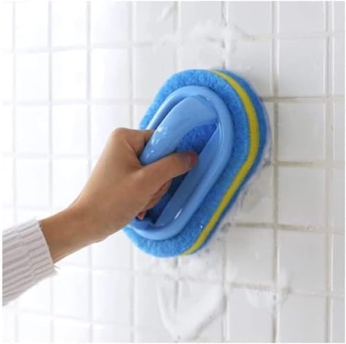 2-Piece Cleaning Brush for Bathroom Kitchen Bathtub Toilet Cleaner All Purpose Shower Sponge Scrubbing Brush with Ergonomic Handle