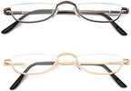 Half Frame Reading Glasses, Half Metal Moon Readers for Women Men 2 Pairs 1.25