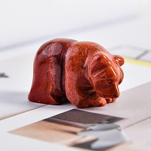 YGLINE 1.5" Hand Carved Mixed Gemstone Crystal Bear Figurine Animal Carving