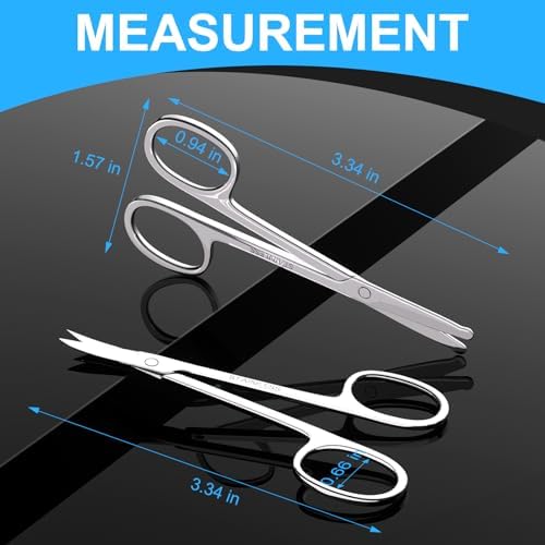 Men's and Women's Facial Hair Small Scissors, Eyebrow, Nose, Beard, Whisker, Eyelash, Ear Hair Trimming Set, Curved and Rounded Safety Tip Scissors for Haircutting 2pcs