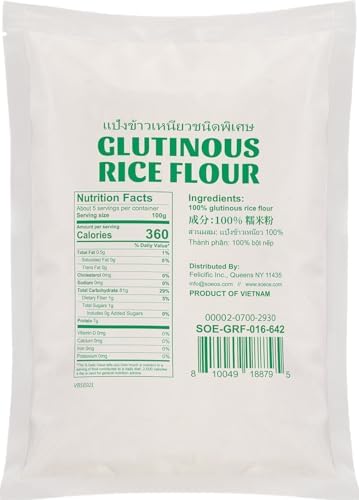Soeos Glutinous Rice Flour 48 Ounce (Basic), Rice Flour for Baking or Cooking, All Natural White Rice Flour, Vegan, Gluten-Free