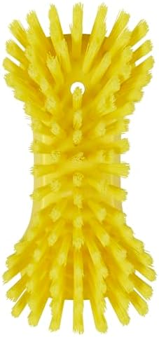 Vikan 38946 Extra Large Hand Brush, Multifunctional, Slip-Resistant Cleaning Tool, Extra Stiff Polypropylene & Polyester Bristle, 9.1", Yellow